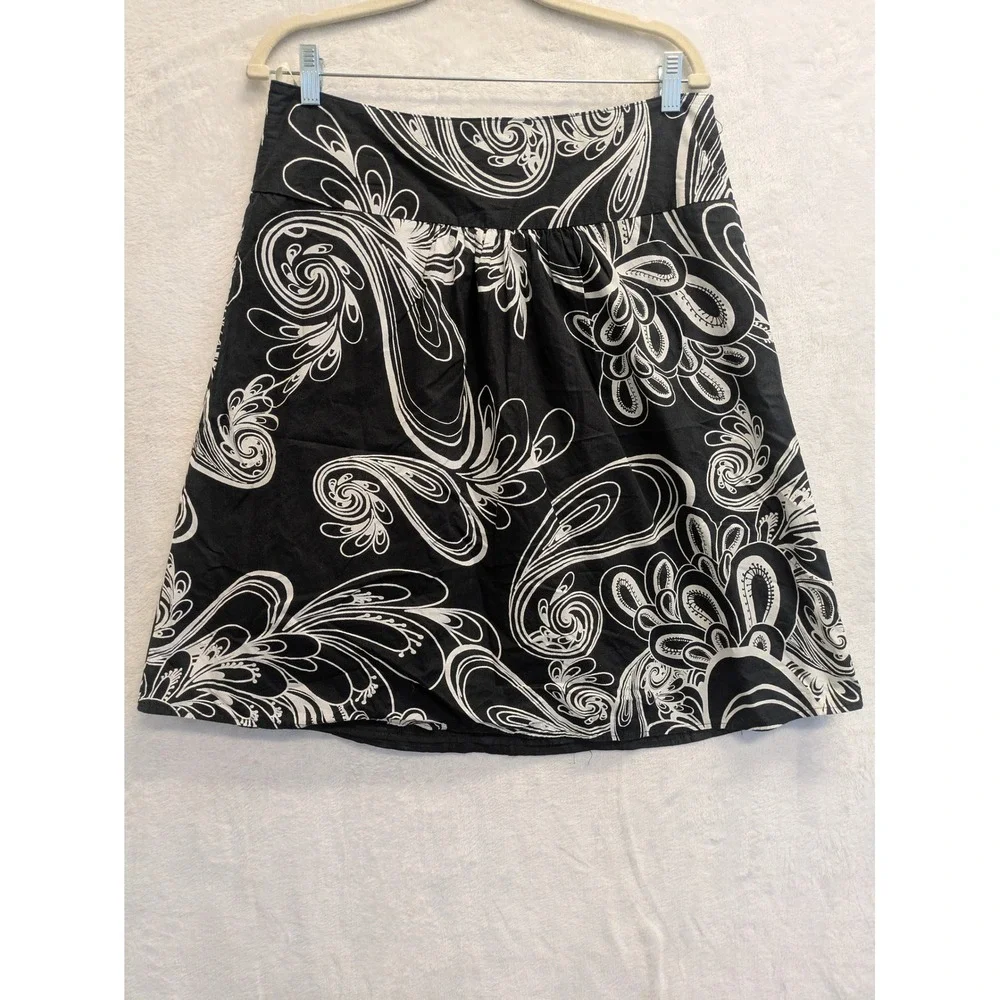 Downeast Basics Black White Swirl‎ Print A Line Skirt Size S